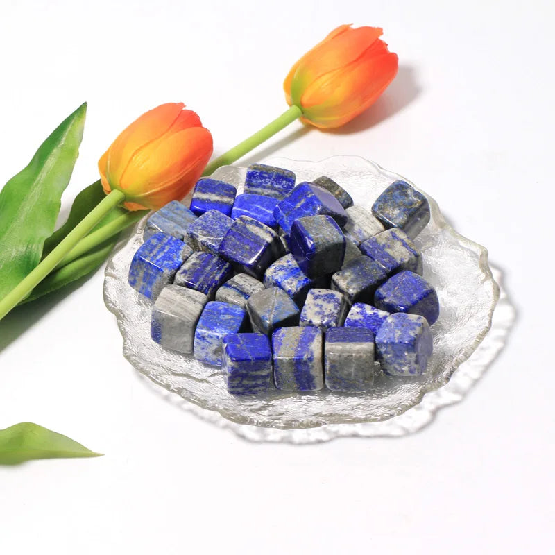 Natural Crystal Tumbled Stone DIY Lapis Lazuli Cube Healing Stone Cubes for Home Decoration Feng Shui Style