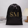Eco-Friendly Custom Logo Black Satin Pouch for Toys Soft Drawstring Pouch for Hair Dust Pouch Packaging for Underwear