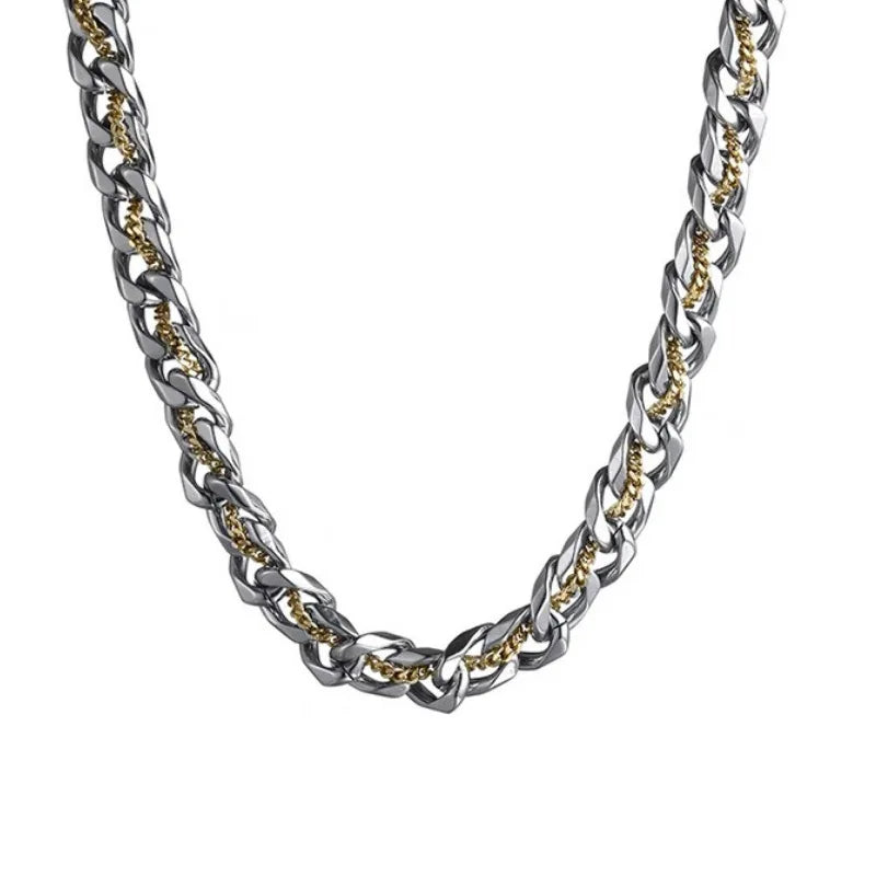 Street Hip Hop 7.5MM Silver Plated Chain Necklace Trendy Stainless Steel Cuban Necklace Men
