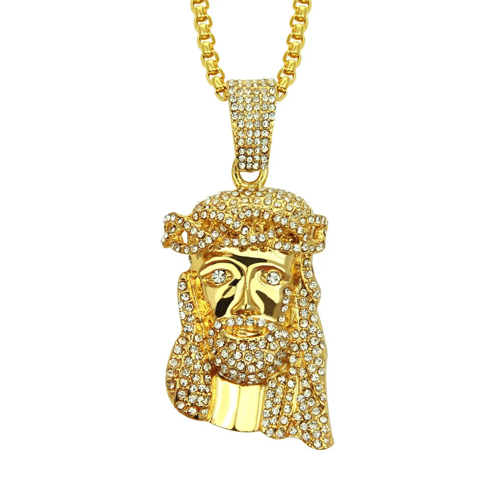 Wholesale Factory Wholesale Hip Hop Jesus Face Moissanite Pendant Necklace Fashion Jewelry Personalized Hip Hop Pendant Necklace