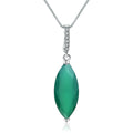 Abiding Natural Green Agate Gemstone Women Fashion Custom Jewelry Necklace Charm Sterling Silver Pendant