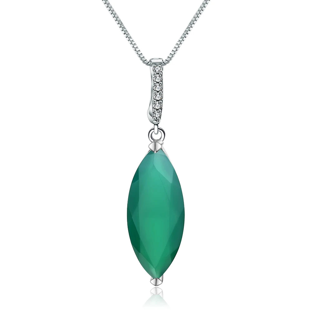 Abiding Natural Green Agate Gemstone Women Fashion Custom Jewelry Necklace Charm Sterling Silver Pendant