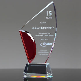 Honor of Crystal Trophy Custom 3d Laser Engraving Red Blank Award for Business Gift