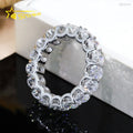 Elegant 925 Silver Gold Plated Women Jewelry Fully Iced Out Classic Oval Cut Eternity Moissanite Diamond Band Ring