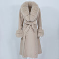 OFTBUY 2024 Winter Jacket for Women X-Long Cashmere Wool Blends Natural Fox Fur Collar Cuffs Streetwear Outerwear Real Fur Coat