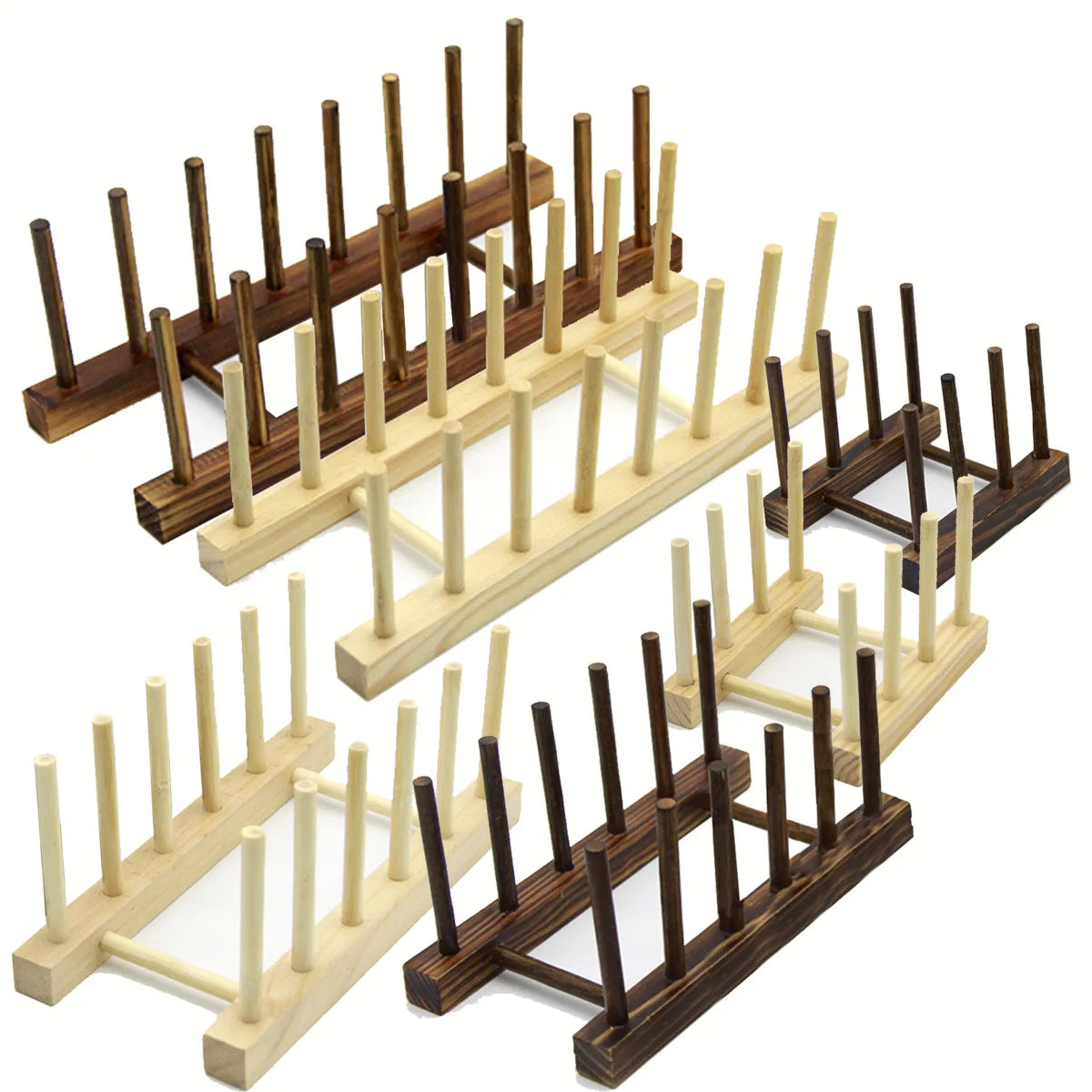 Hot Selling Wooden Tableware Drain  Kitchen Dish Plate Cup Bowl Rack Organizer Stand Storage Holder Wooden Bottle Display Stand