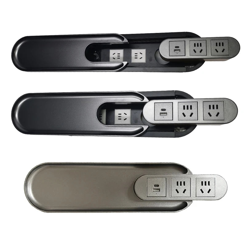 New Design Power Charger Table Slide 4 Plug USB Ports Plastic Socket Outlet Date Center Connection Box for Living Room Hotel Use