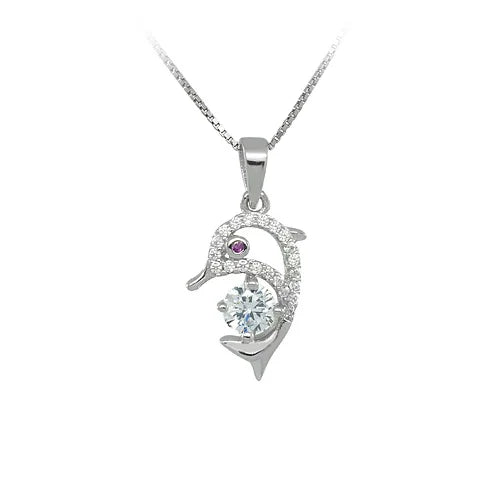 PZ9-044 Sea Animal Pendant Necklace Dolphin Charms for Jewelry Making Fine Pendant Sterling Silver Jewelry Manufacturer