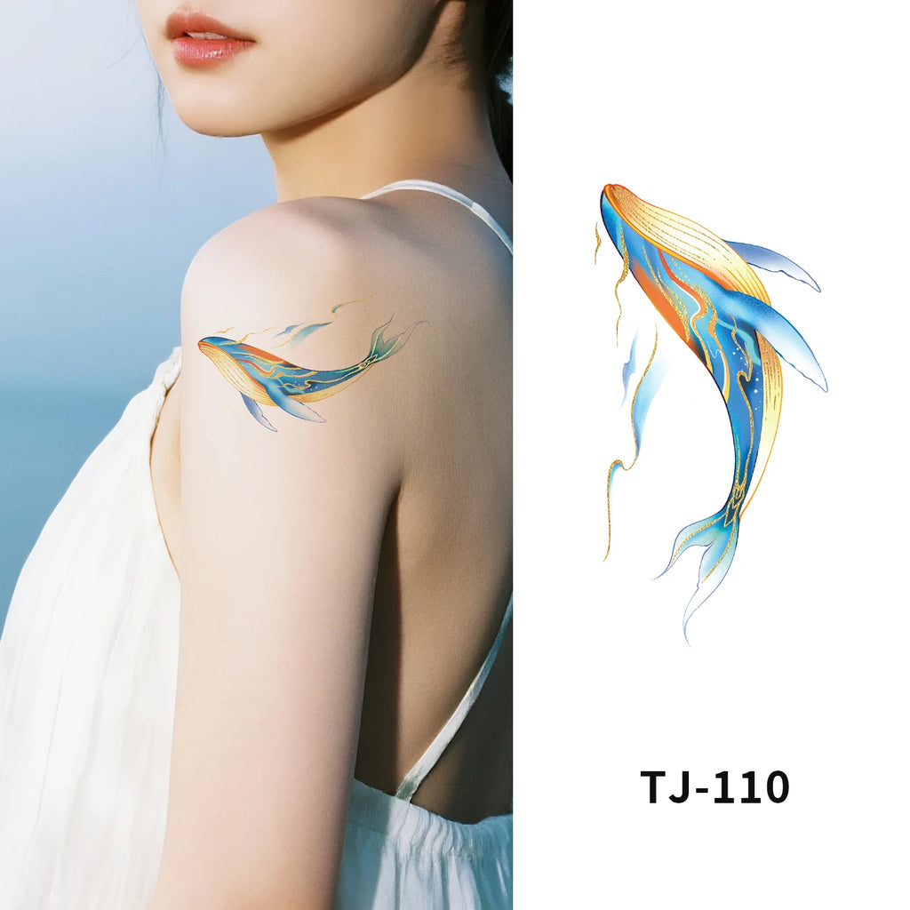 New Design Ready Stock Metallic Fashionable Temporary Tattoos-Waterproof Gold Foil Body Art for Face Arm Sleeves & Neck