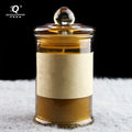 Transparent 150ml Brown Glass Candle Holder with Lid 350ml Tea Container Scented Votive Jar
