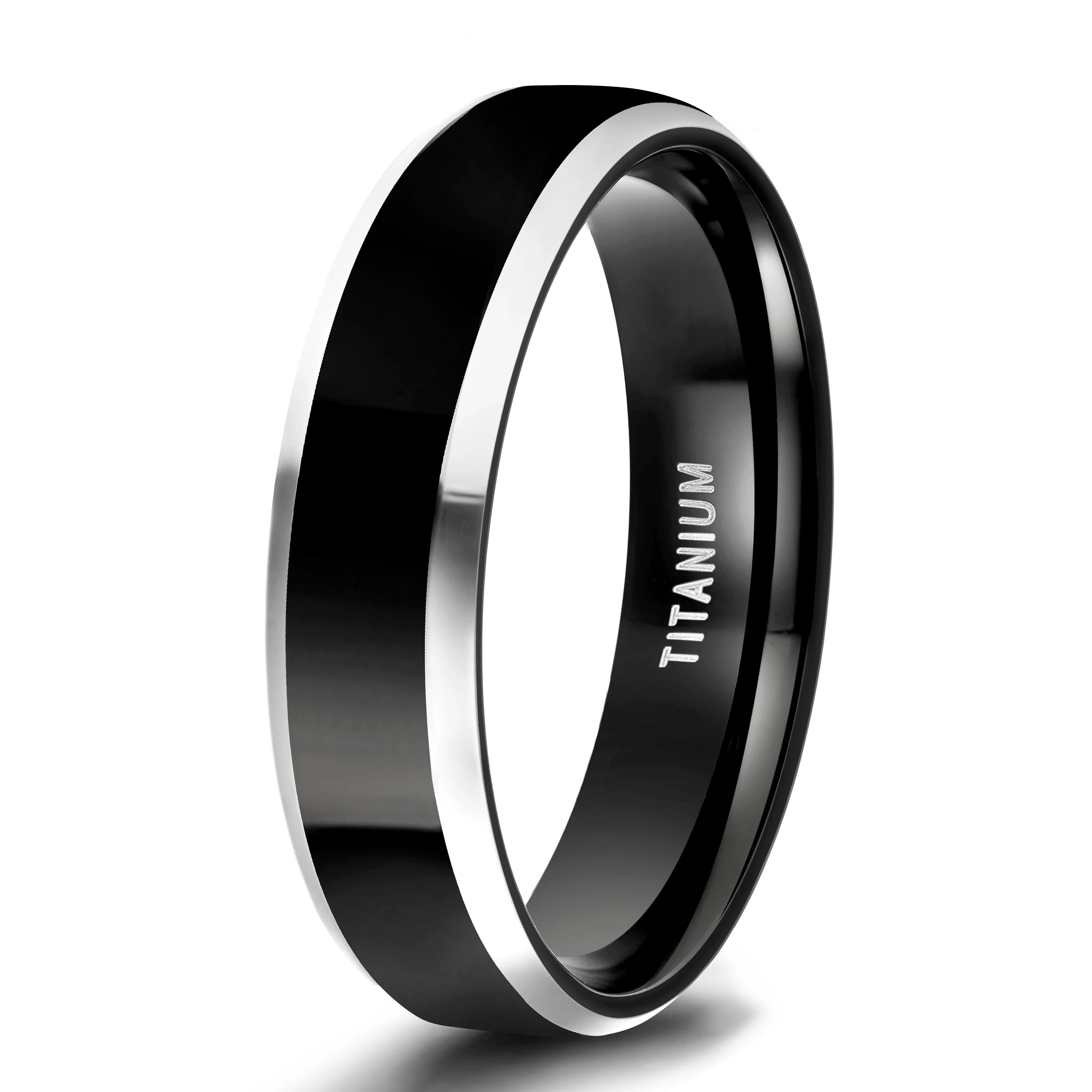 OAHLAN 6mm 8mm Black Luxury Wedding Band Pure Polished Titanium Rings for Men Women Lover Ring Couple Engagement Fashion Jewelry