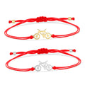 Stainless Steel Silver 18k Gold Plated Bike Charm Bracelets Cycling Black Cord Red String Bicycle Charm Bracelet
