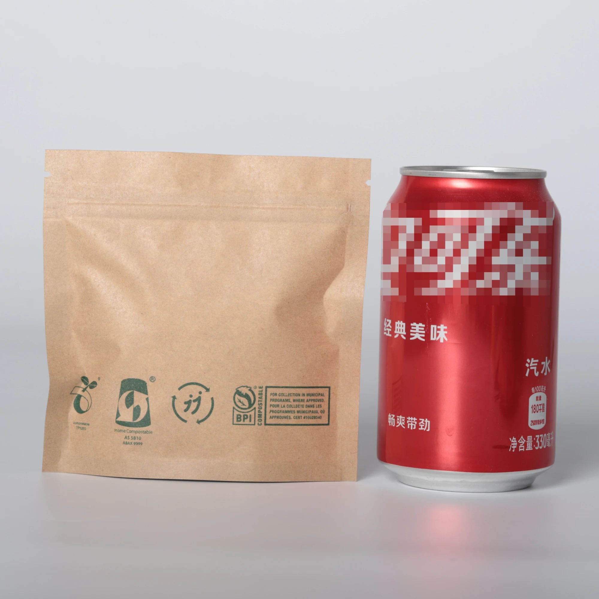 Biodegradable Stand Zipper Brown Kraft Paper Resealable Heat Sealable Food Storage Doypack Packaging Pouches Bag Clear Jelly
