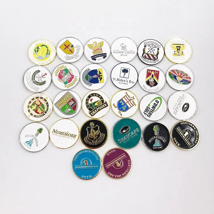 24mm 25mm Gold Silver Black Metal Custom logo Golf Markers Double Side Golf Ball Marker Golf Accessories