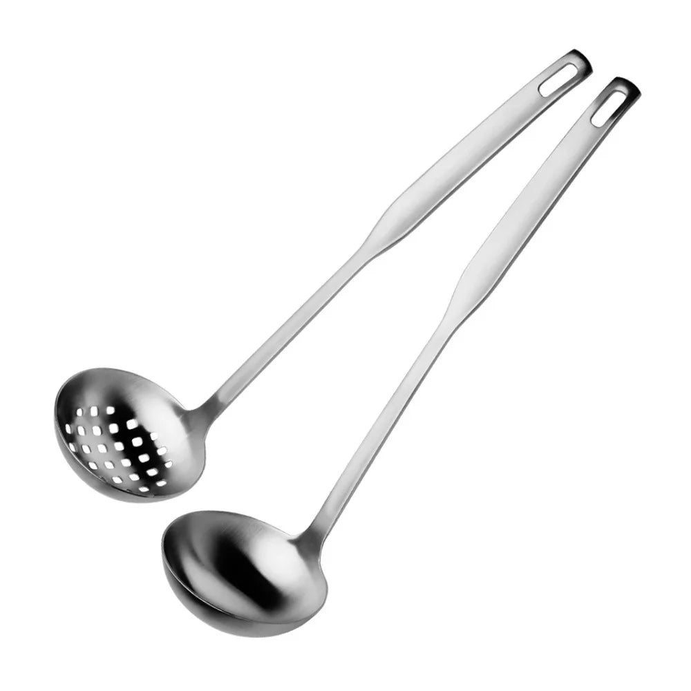 304 Stainless Steel Slotted Spoon Kitchen Professional Skimmer Spoon Soup Ladle Set Durable Food Grade Strainer Spoon