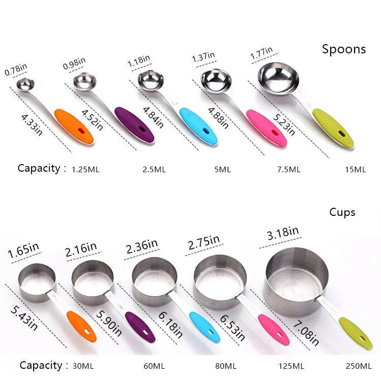 Novelty 2022 Measuring Cups and Spoons Set Stainless Steel Measuring Spoon Heart Measuring Spoons 4pcs 5pcs 6pcs