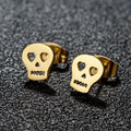 Wholesale Tarnish Free 18K Gold Silver Plated Women Ladies Stainless Steel Skull Stud Earring Jewelry