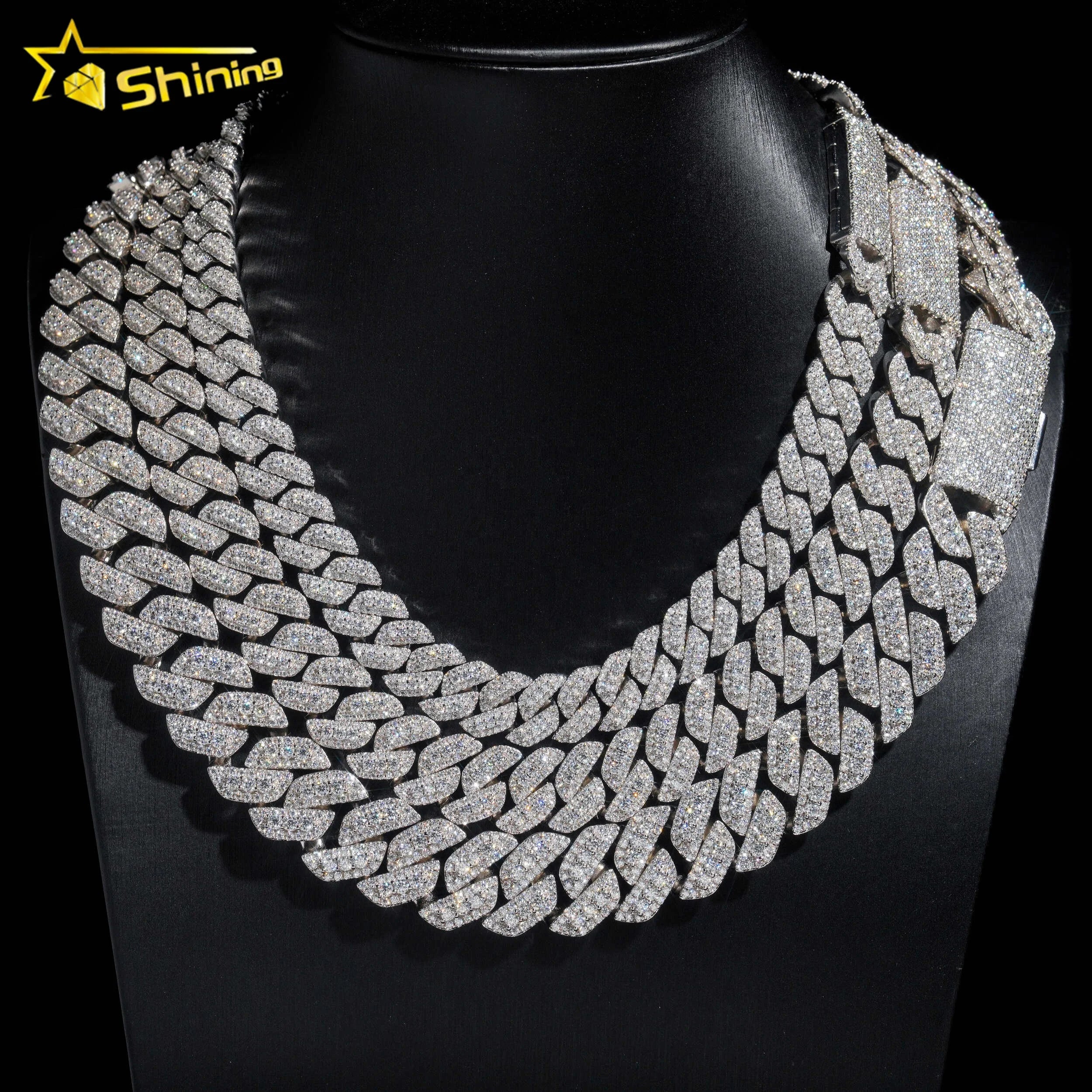 12MM 15MM 18MM Wholesale Price Silver 925 Vvs Moissanite Hip Hop Iced Out Diamond Fine Jewelry Miami Necklace Cuban Link Chain