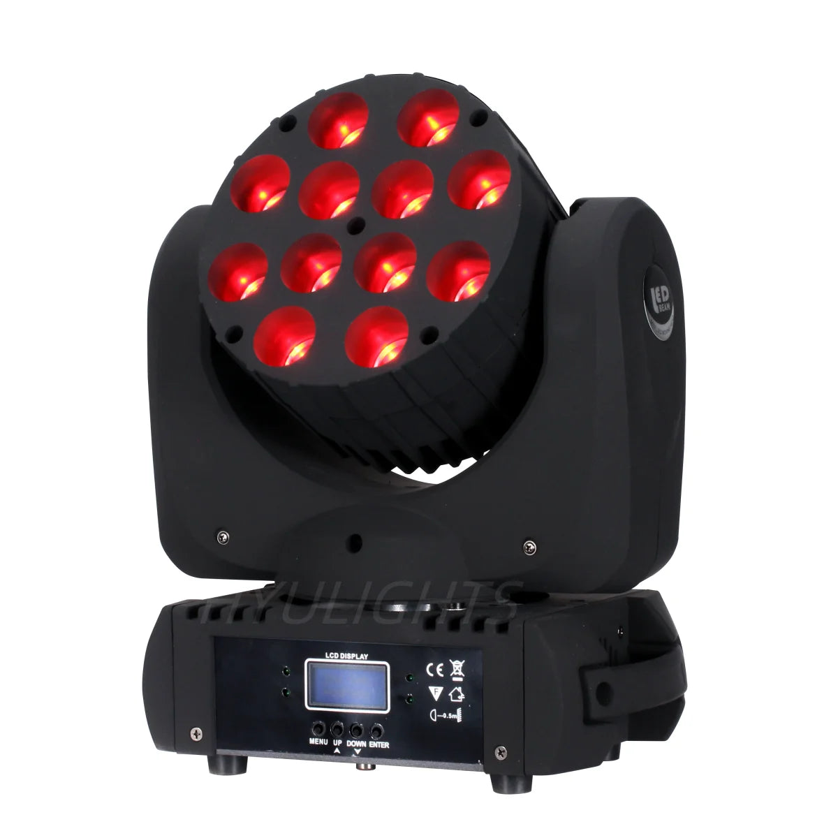 12x12W RGBW LED Moving Head Stage Lights 16.7 Million Colors 9/16 DMX Channels for Disco Parties & DJ Strobe Shows