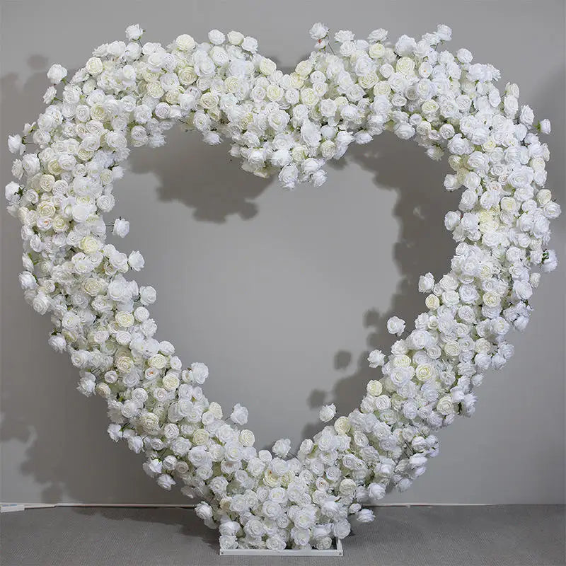 FAH003 Hot Selling Rose Heart Stand Flower Arrangement Artificial Red Heart Shaped Rose Flower Arch Proposal Wedding Decoration