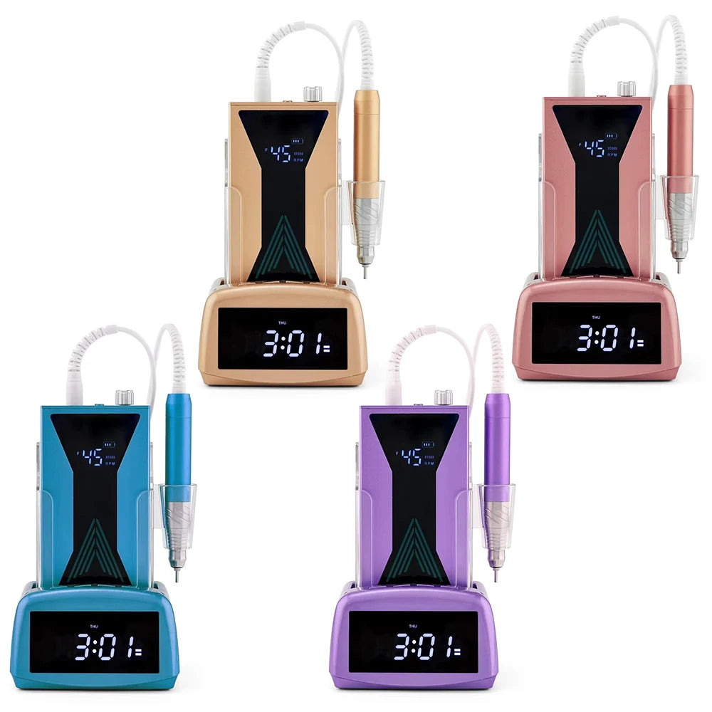 2024 NEW 3 Colors in 1 Colorful Brushless Rechargeable Portable 40000 Rpm Electric Nail Drill Machine