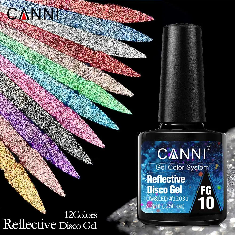 CANNI New Glow in Dark Gel Nail Polish Glitter Flash Reflective Gel Diamond Disco Semi Permanent  UV Gel Varnish Ememals