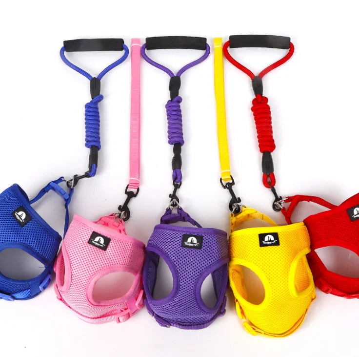 Wholesale Custom Soft Breathable Mesh Nylon Pet Chest Strap Solid Pattern Breakaway Dog Leash Harness Vest with Cat Dog Chest
