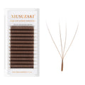 XIUSUZAKI High Quality Custom Private Label 4D W-Shape Eyelashes Extensions C/D Curl Lash Trays Brown 4D W Eyelash Extensions