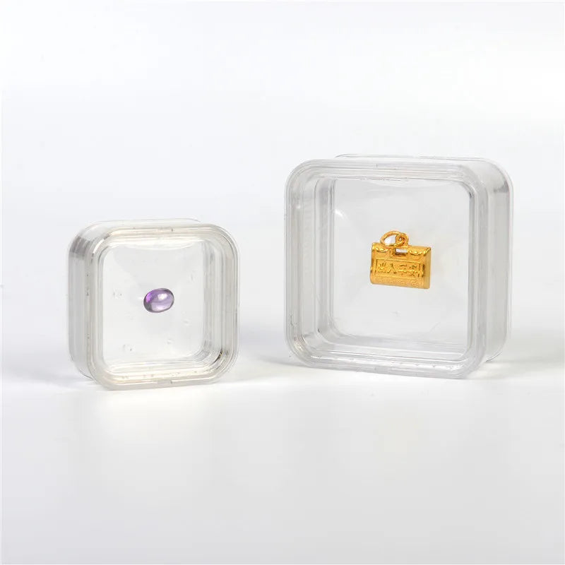 Recyclable Square Thin Film ABS Plastic Jewelry Display Box Clear Suspension Storage Rack for Ring Earring Pendant Packing Boxs MegaBDM