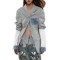 For TWOTWINSTYLE Women's Fashionable Denim Jacket Notched Collar Patchwork Pocket Long Sleeves Woven Casual for Autumn