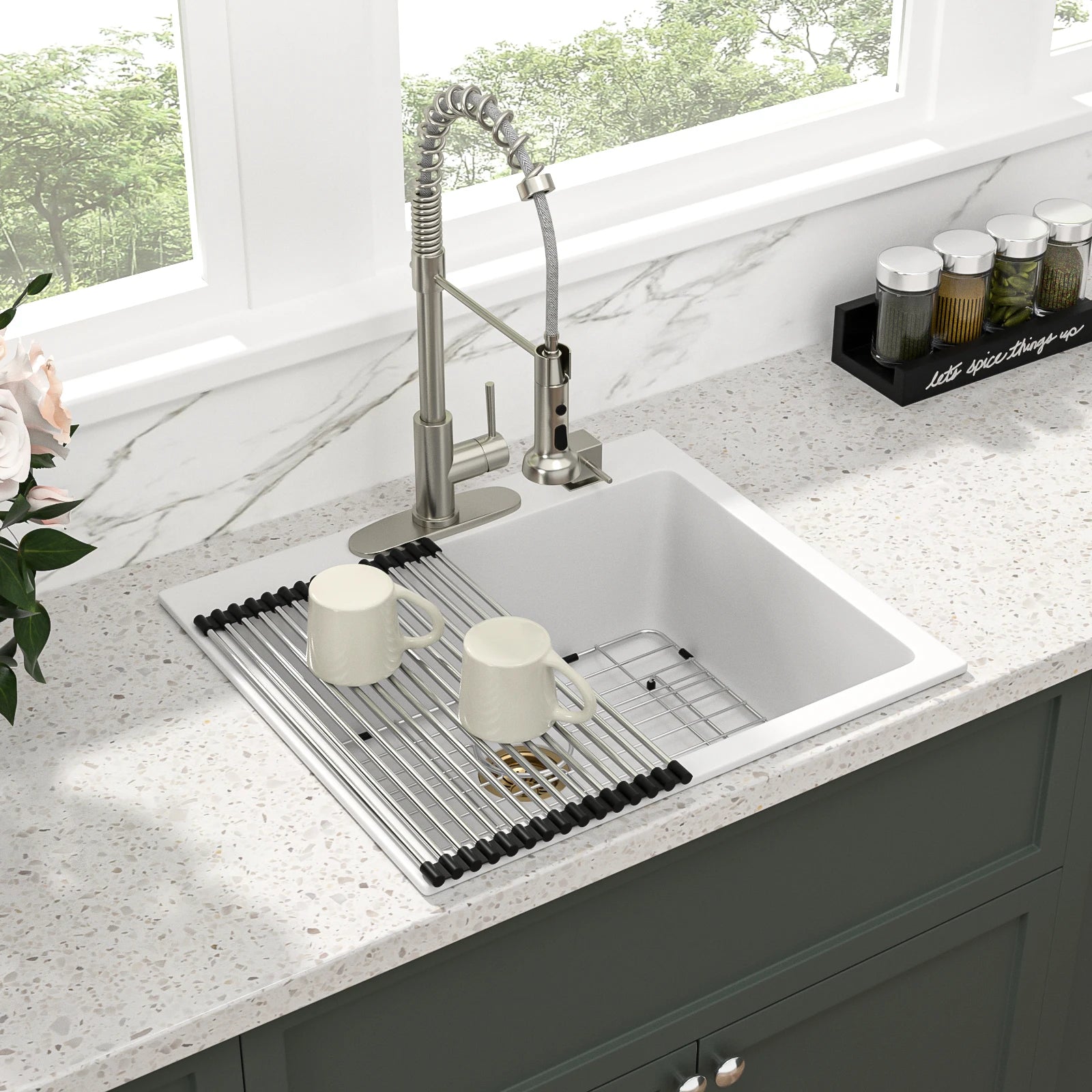 Top Mount  Sink Anti-Rust Anti-Scratch Noise-Free Drop-in Single Bowl Kitchen Sinks Small Granite Composite Kitchen Sinks