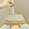 Hot Luxury Beaded Rhinestone Clutch Purses for Women Evening Party Ladies Crystal Tassel Handbag Lady Party Wedding Shoulder Bag
