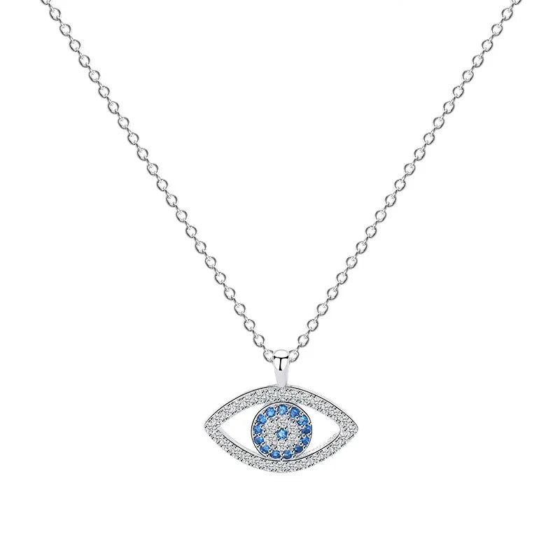 Daidan Necklace Wholesale Blue Stone Zircon Pendant Sterling Silver Devil Eye Necklace