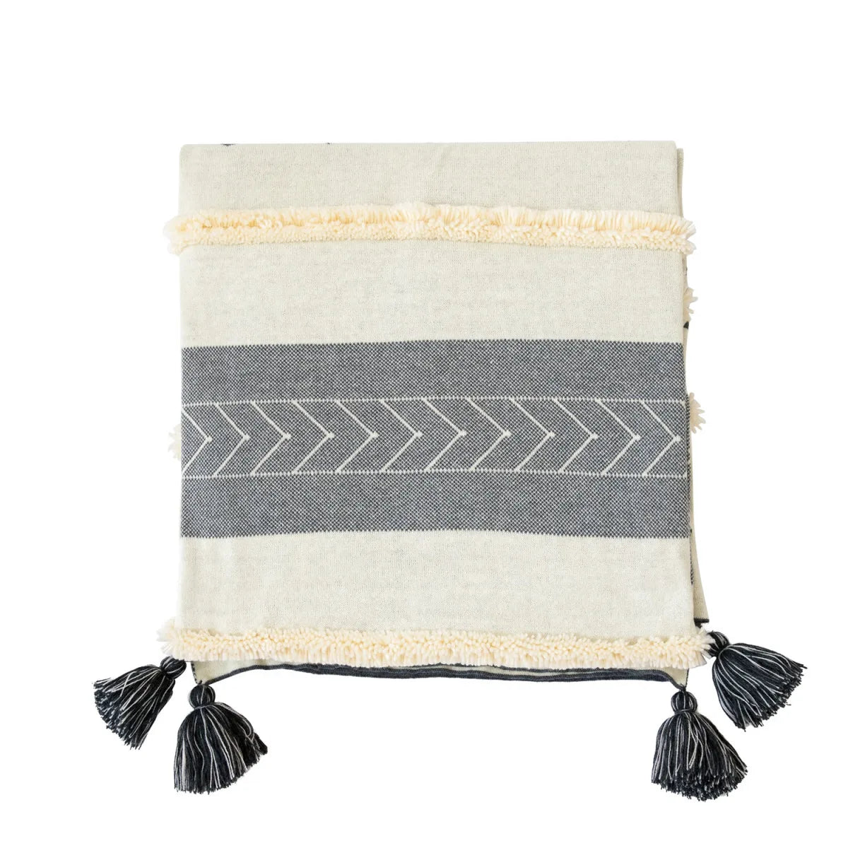 High Quality Hot Sale Modern Baby Knitted Blanket with Fringe 100% Organic Cotton Fabric Home Decoration Chunky Crochet Cable
