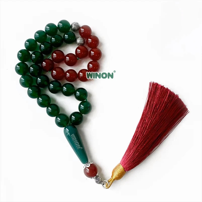 Natural Agate  10mm 33Pcs Muslim Rosary Bead Islam Prayer Beads Tasbih Misbaha Tasbeeh Subha Allah Rosary Islamic Tasbih