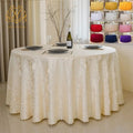 Embroidered Peony Tablecloth Polyester Dustproof Table Cover Large Round Jacquard Tablecloth for Wedding Banquet Restaurant