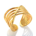 Wholesale Tarnish Free Waterpoof High End 18K Gold Plated Adjustable Open Rings Stainless Steel Rings for Women Trendy Ring