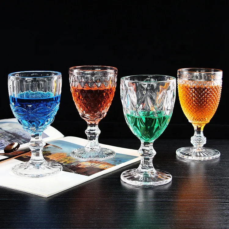 Vintage Modern Clear Lead Free Stemware Goblet Wine Glasses 220ml Capacity Transparent Glass Goblets for Wedding Party Gift