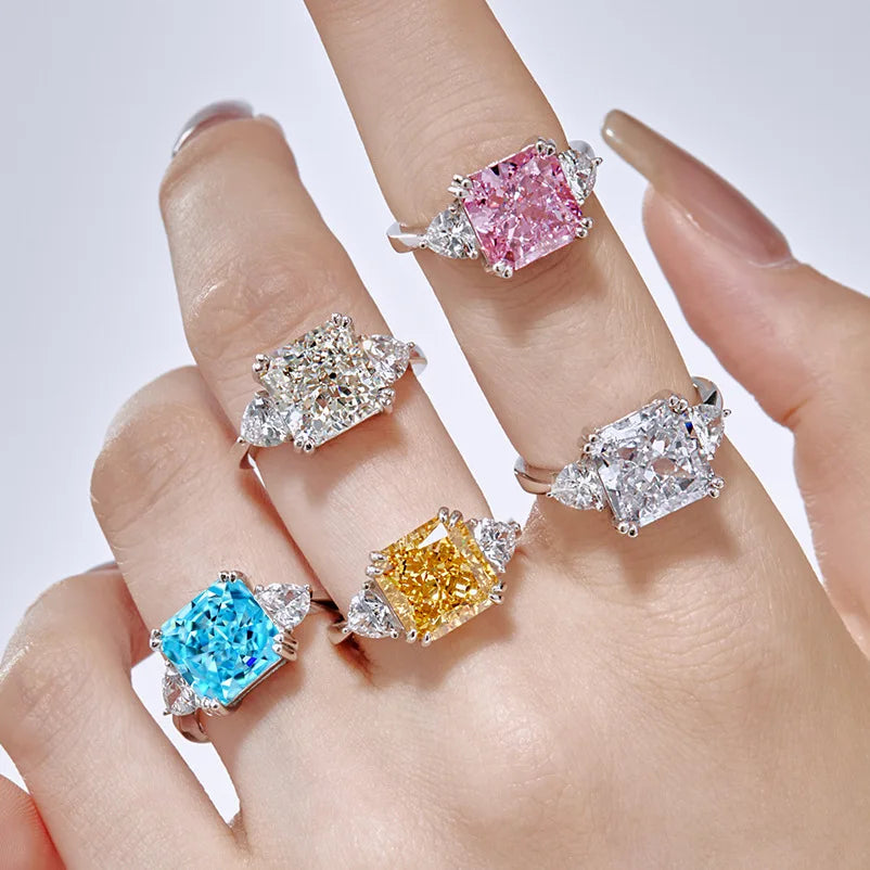 Fine High Quality Sterling 925 Silver Jewelry Luxury Color 8A CZ Custom Wedding Rings Engagement Jewelry Women