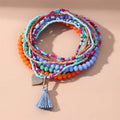Boho Traditional Anklet Chain Heart Charms Tassels Woven Beads Glass Chip Anklet Fancy Fine Custom Anklets for Women