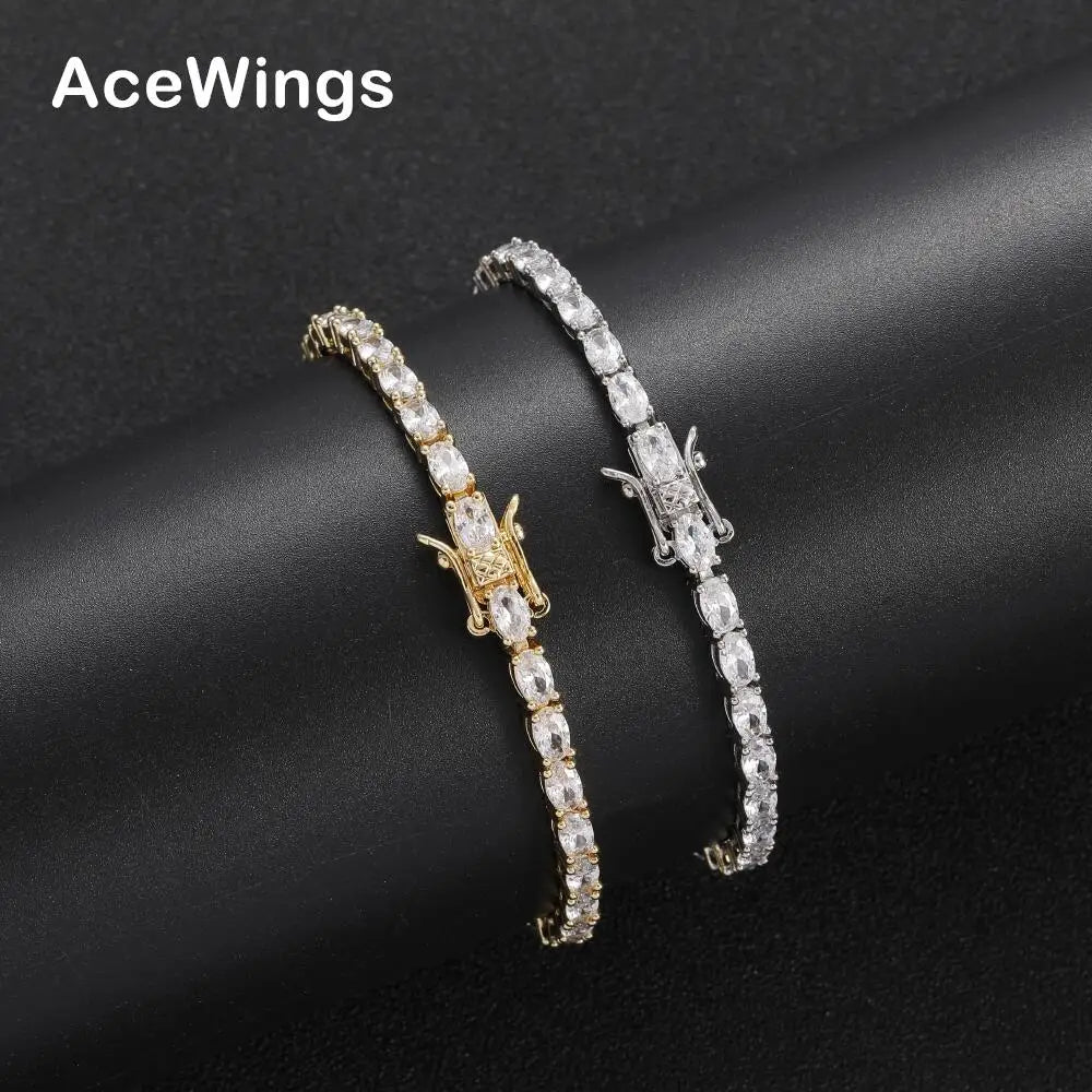 BB119   3mm  7"  8"Tennis Chain Bracelet Hip Hop Jewelry Gold Silver Material CZ Bracelet Iced Out