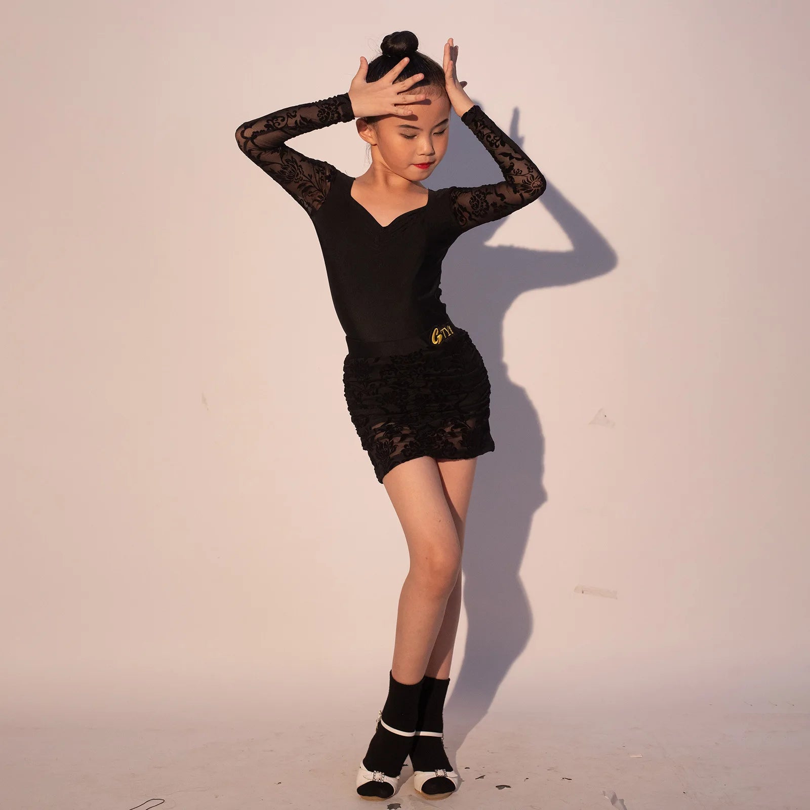 GTY Latin Dance Dress Advanced Sense 2023 New Summer Girls Practice Performance Children Separate Suit