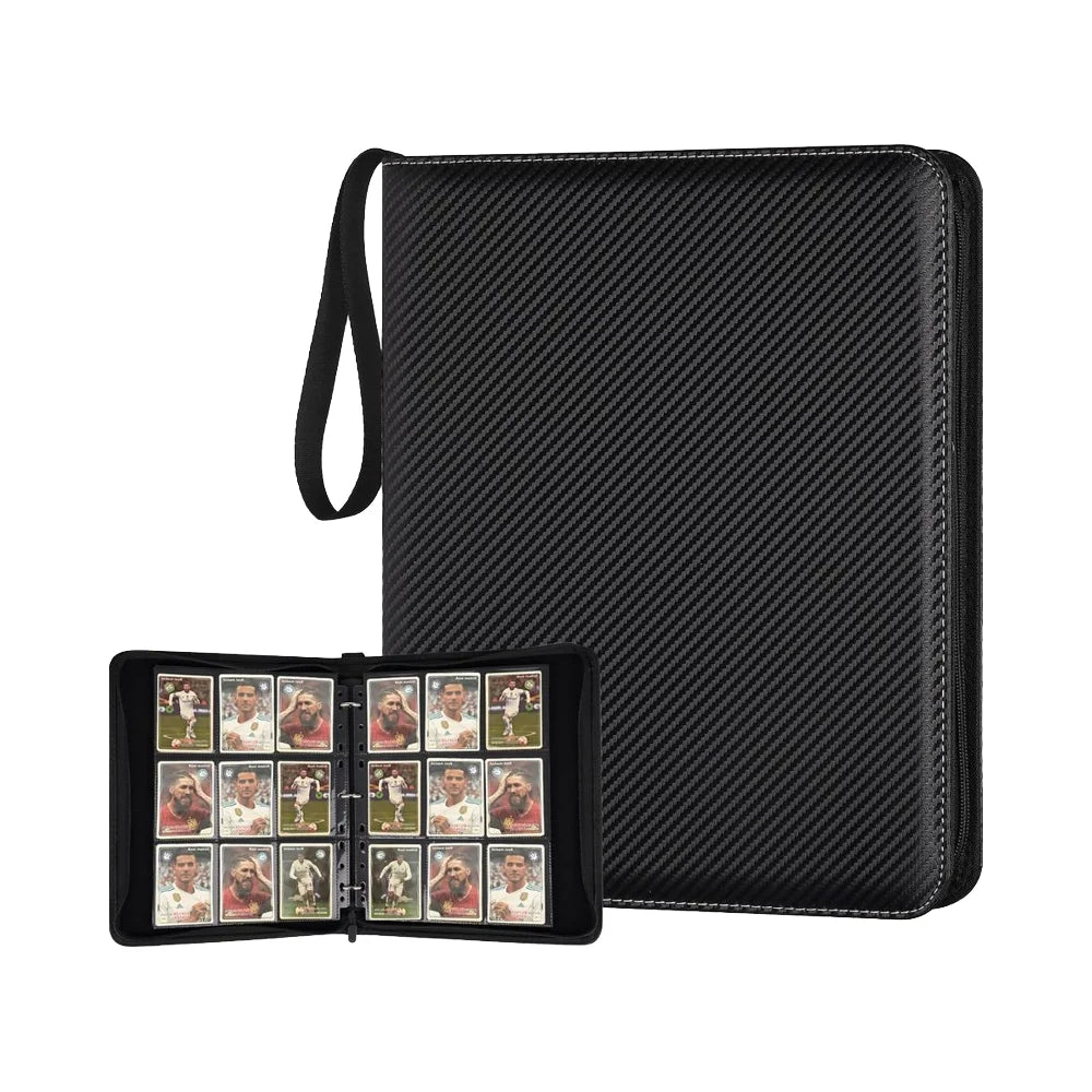 MIO Custom Business PU Leather Card Binder Fashionable 4/9/12 Pocket Graded Card Holder Zipper Closure 5 Inch 40MM Thickness