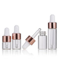 2023 Popular Small Sample Cosmetic Packaging 1ml 2ml 3ml 5ml Refill Rose Gold pink Essential Oil Glass Dropper Bottle