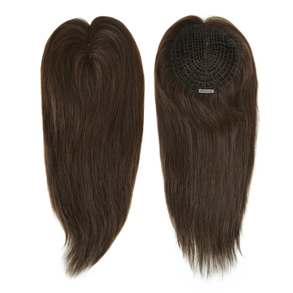Virgin Fish Net Integration Net Hair Topper Woman 6 X 6.5 Inches 16" Chinese Cuticle Remy Human Hair Natural Straight 38mm