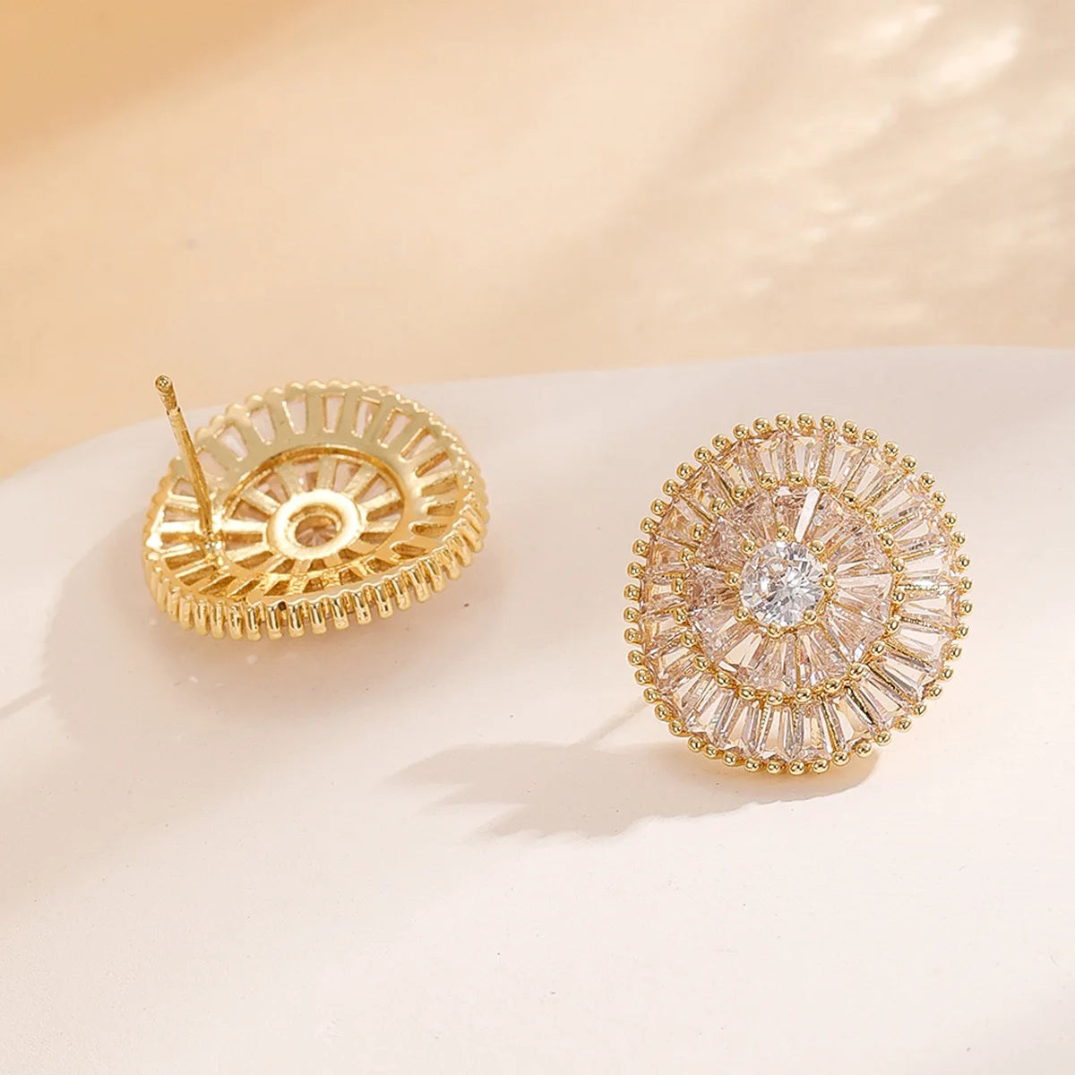 SC New Trend Gold Plated Earrings Round Hoop Zircon Earrings Designed Diamond Stud Earring Women Wedding Jewelry