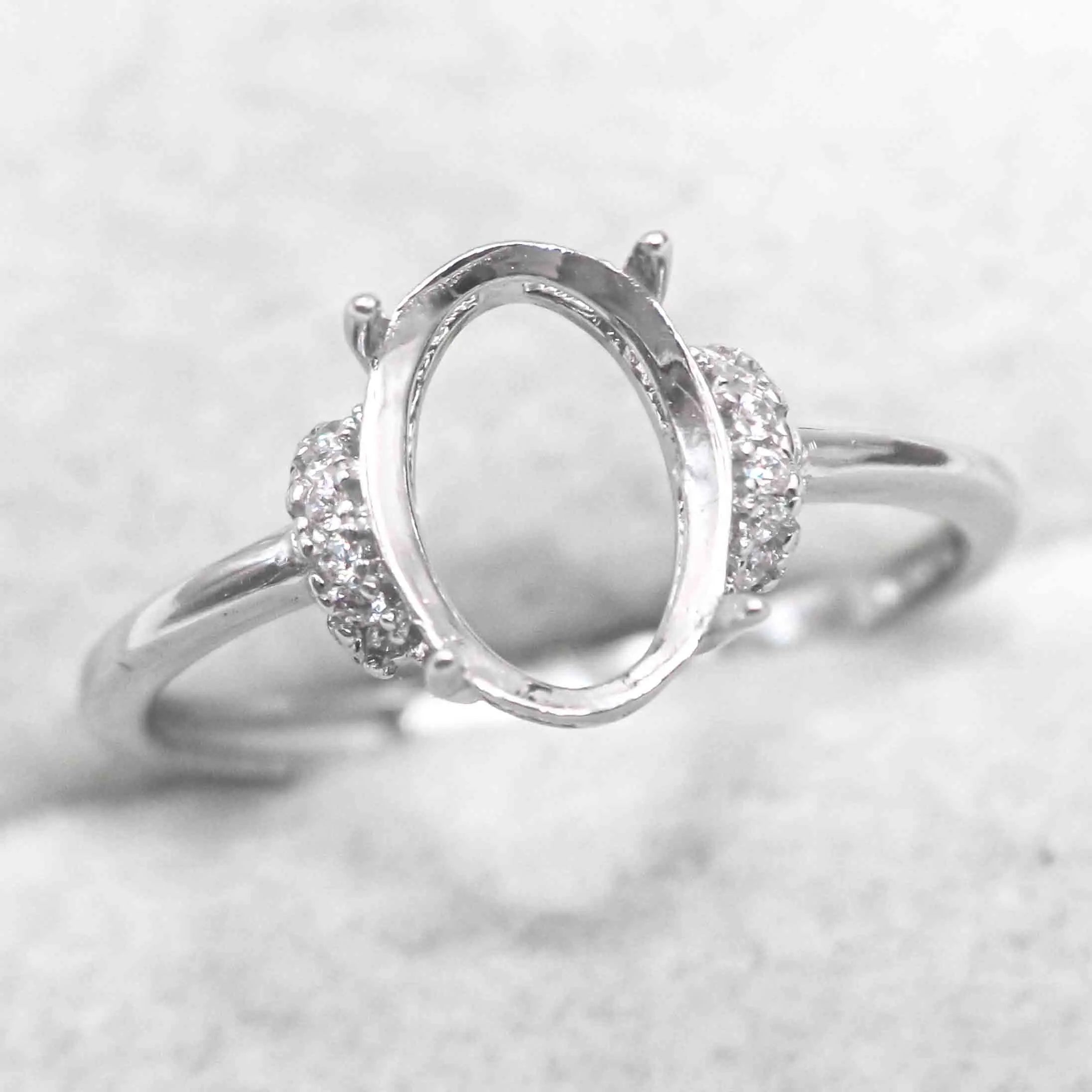 Sterling Silver 4*6/6*8/7*9/8*10/9*11/10*12mm Semi Mount Ring Empty Frame Blank Setting S925 Without Center Stone DIY for Inlay