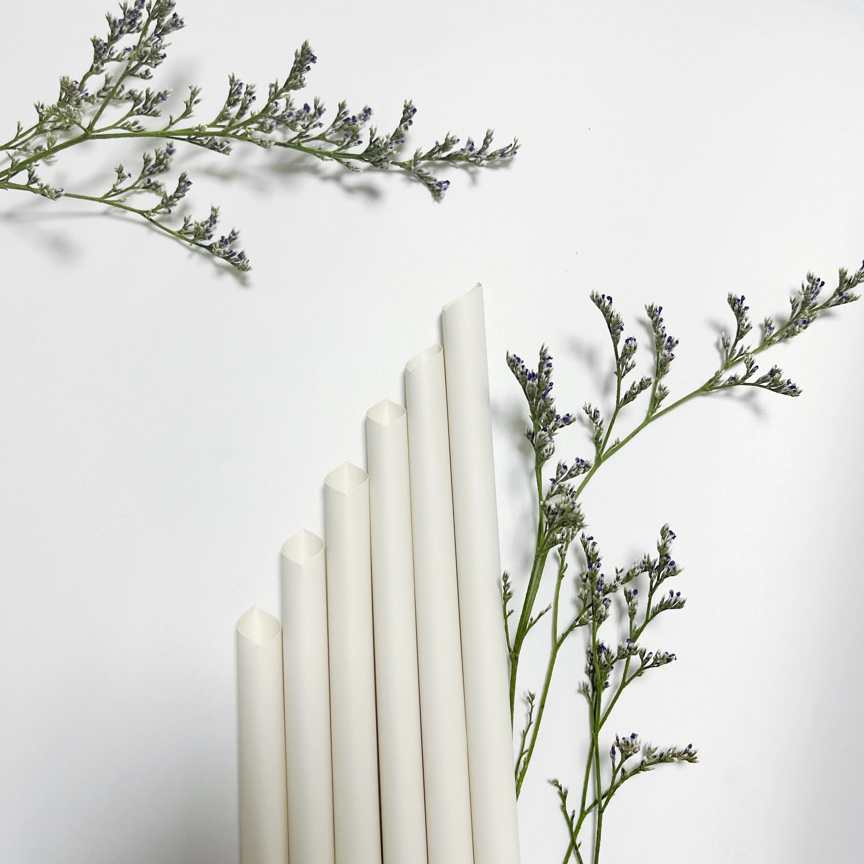 Wholesale Organic Straws White Color Bubble Tea Drinking for Coffee Boba Tea Custom logo Bamboo Fiber Powder Straws