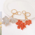 Custom Maple Leaf Rhinestone studded Keychain Accessories Purse Bag Pendants Charms Women