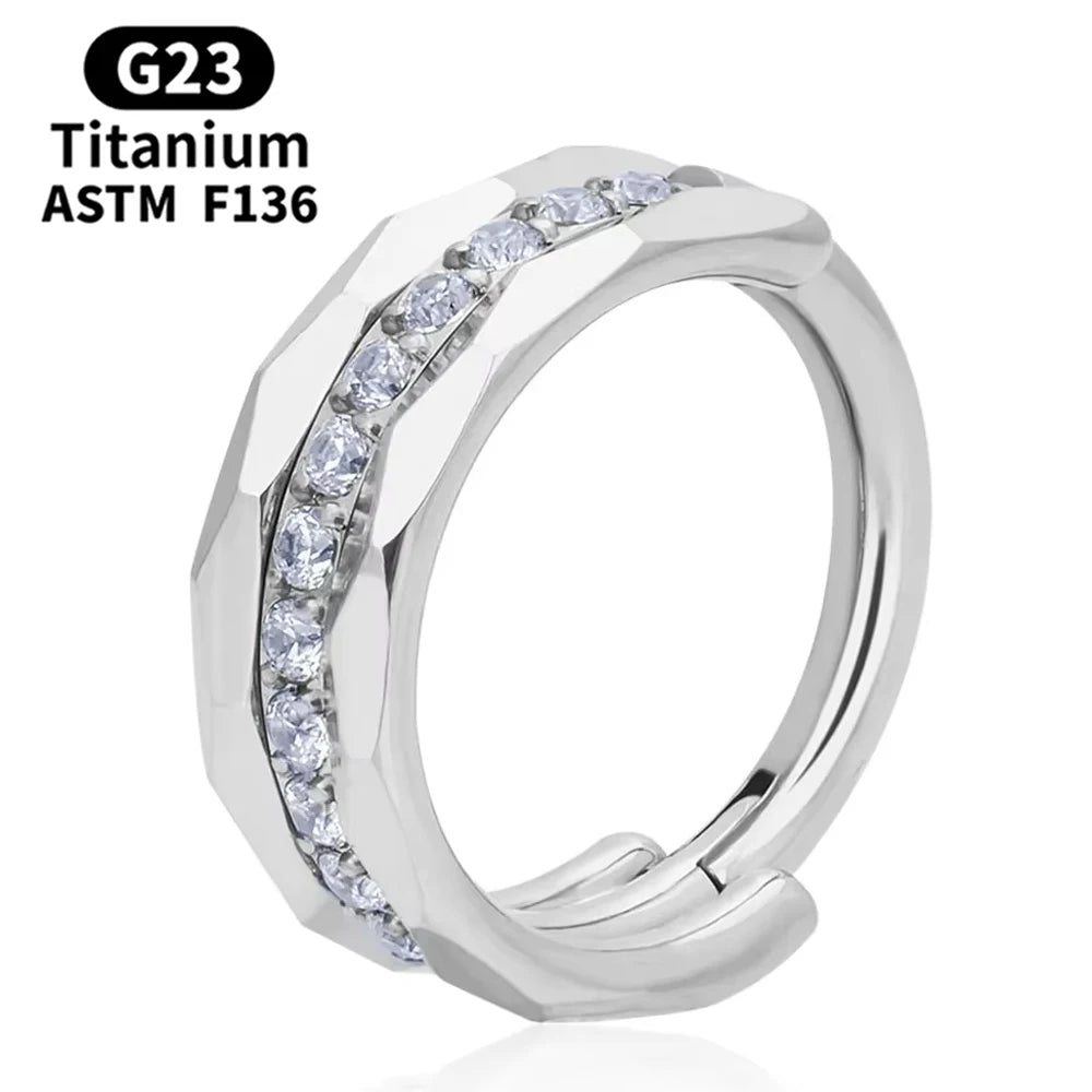 G23 Titanium Helix Tragus Piercing Jewelry Irregular Septum Nose Ring CZ Wing Hoop 16G Daith Clicker Cartilage Conch Earring